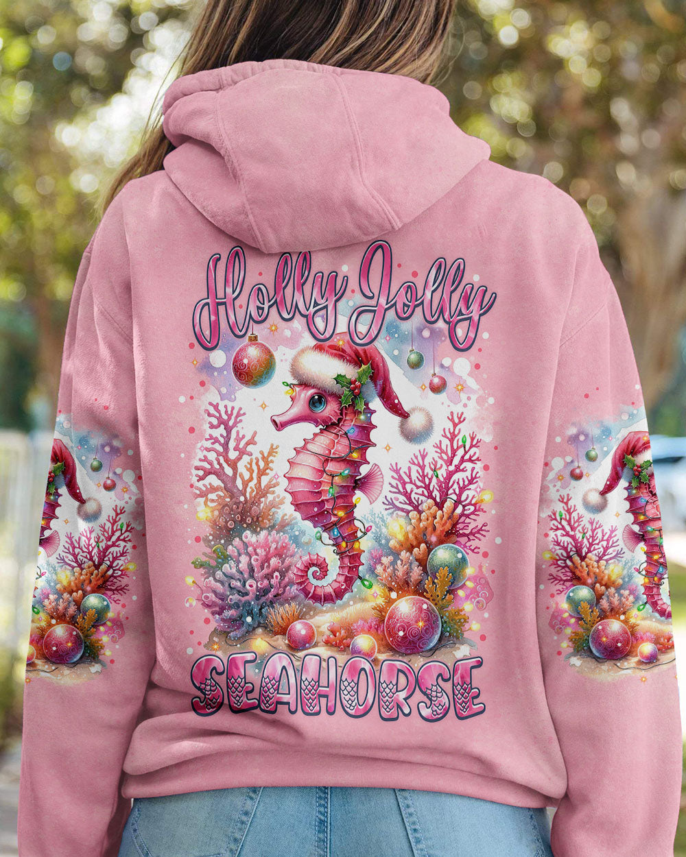 BLISSCORNERS HOLLY JOLLY SEAHORSE CHRISTMAS ALL OVER PRINT