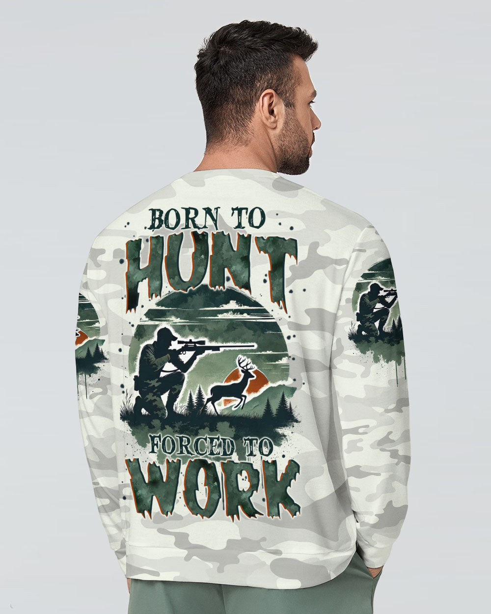 BLISSCORNERS BORN TO HUNT FORCED TO WORK ALL OVER PRINT