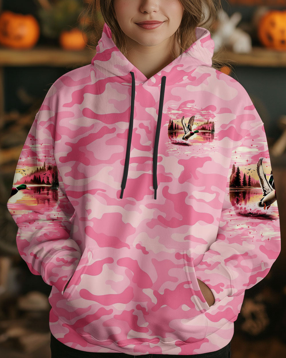 BLISSCORNERS PRETTY IN PINK DUCK HUNTING ALL OVER PRINT