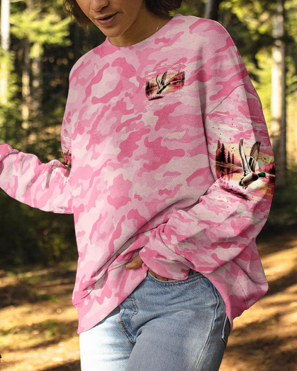 BLISSCORNERS PRETTY IN PINK DUCK HUNTING ALL OVER PRINT