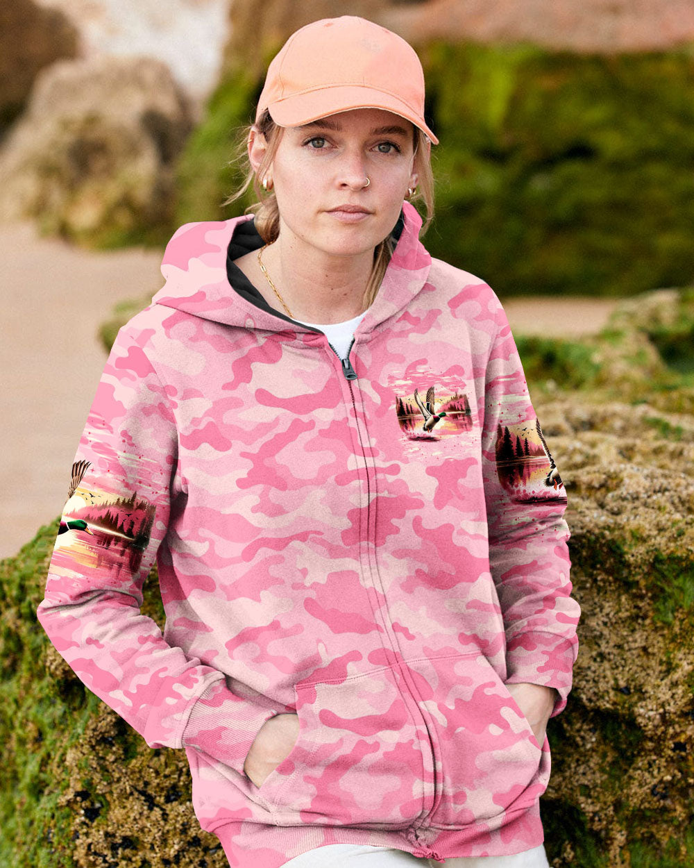 BLISSCORNERS PRETTY IN PINK DUCK HUNTING ALL OVER PRINT