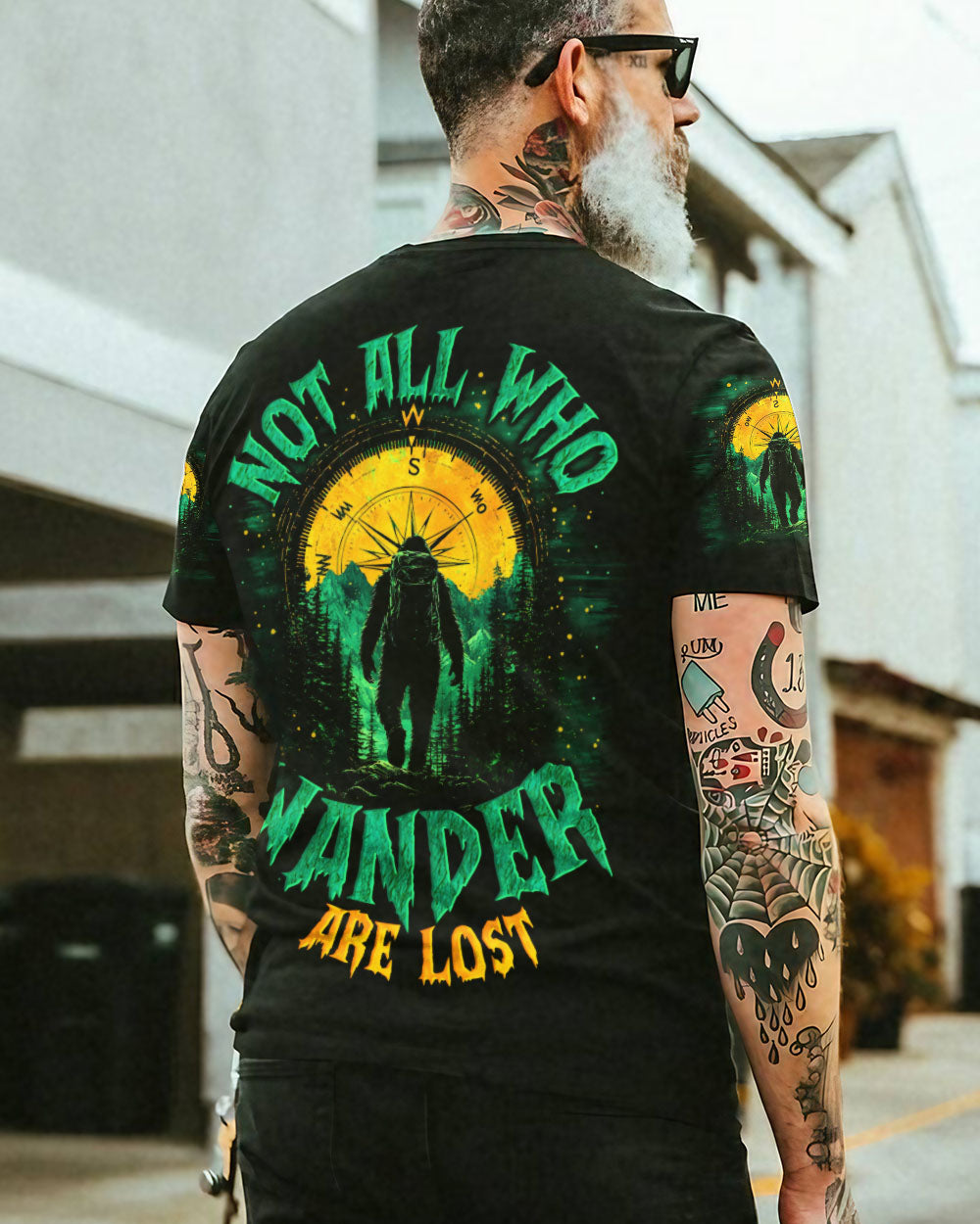 BLISSCORNERS NOT ALL WHO WANDER ARE LOST BIGFOOT ALL OVER PRINT