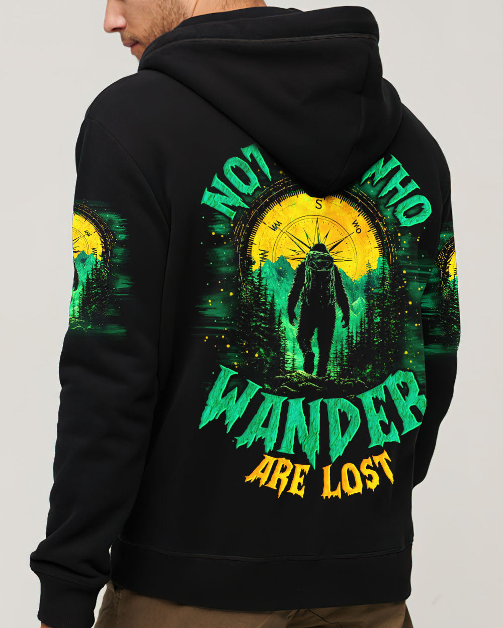 BLISSCORNERS NOT ALL WHO WANDER ARE LOST BIGFOOT ALL OVER PRINT