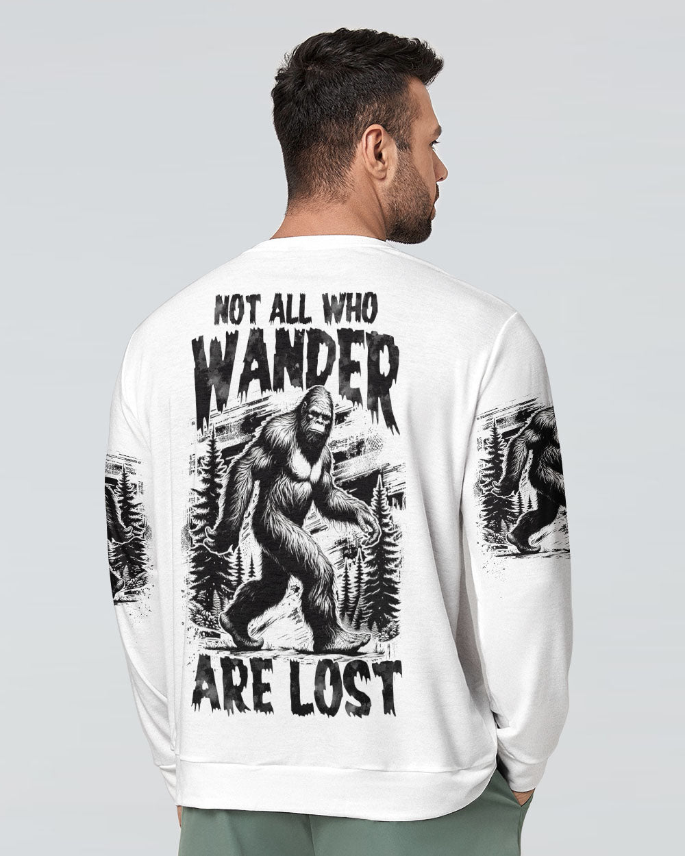 BLISSCORNERS NOT ALL WHO WANDER ARE LOST BIGFOOT ALL OVER PRINT