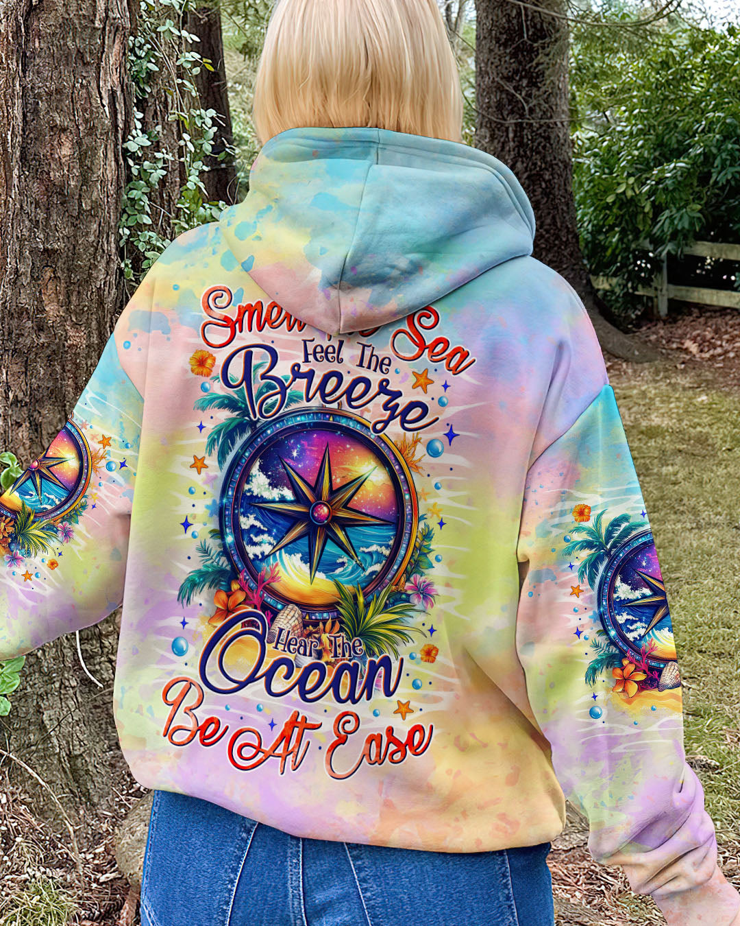 BLISSCORNERS SMELL THE SEA FEEL THE BREEZE COMPASS ALL OVER PRINT