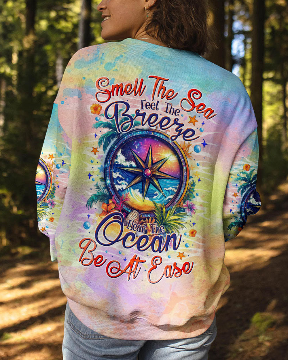 BLISSCORNERS SMELL THE SEA FEEL THE BREEZE COMPASS ALL OVER PRINT