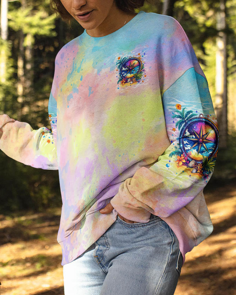 BLISSCORNERS SMELL THE SEA FEEL THE BREEZE COMPASS ALL OVER PRINT