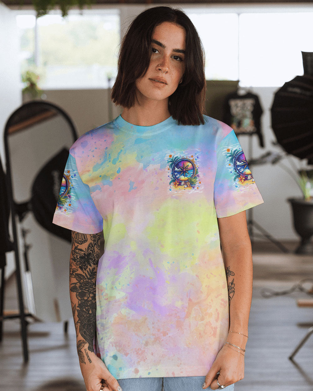 BLISSCORNERS SMELL THE SEA FEEL THE BREEZE COMPASS ALL OVER PRINT