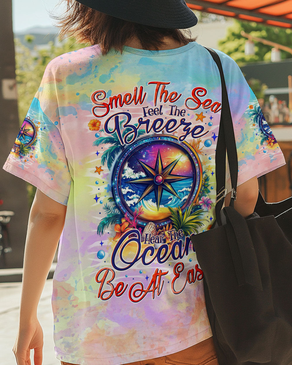 BLISSCORNERS SMELL THE SEA FEEL THE BREEZE COMPASS ALL OVER PRINT