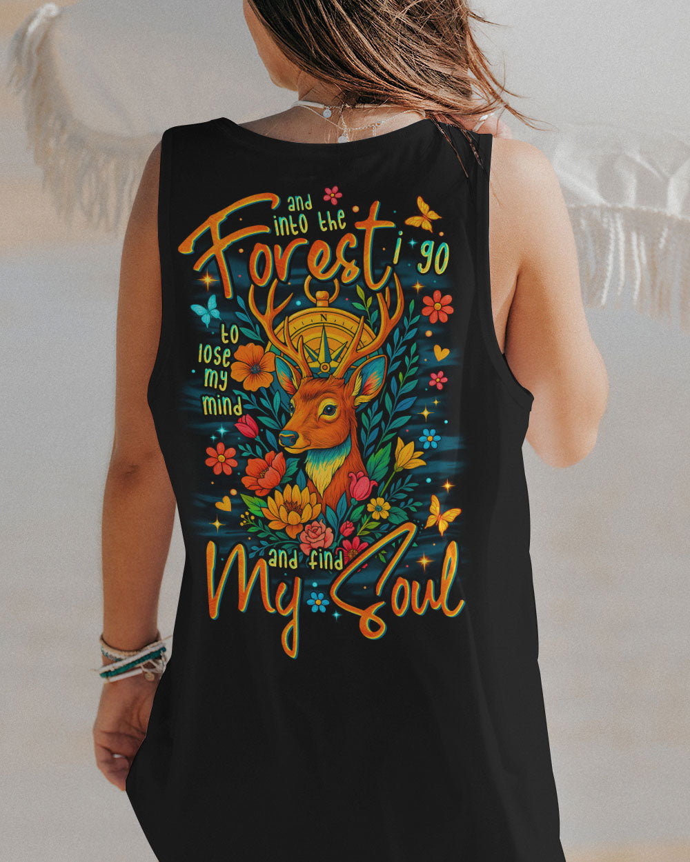 BLISSCORNERS AND INTO THE FOREST I GO DEER ALL OVER PRINT