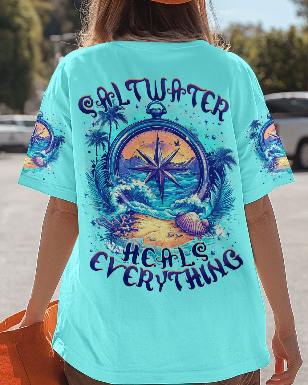 BLISSCORNERS SALTWATER HEALS EVERYTHING COMPASS ALL OVER PRINT