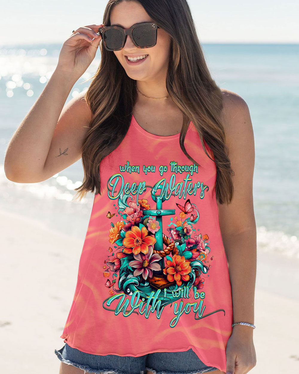 BLISSCORNERS WHEN YOU GO THROUGH DEEP WATERS ALL OVER PRINT