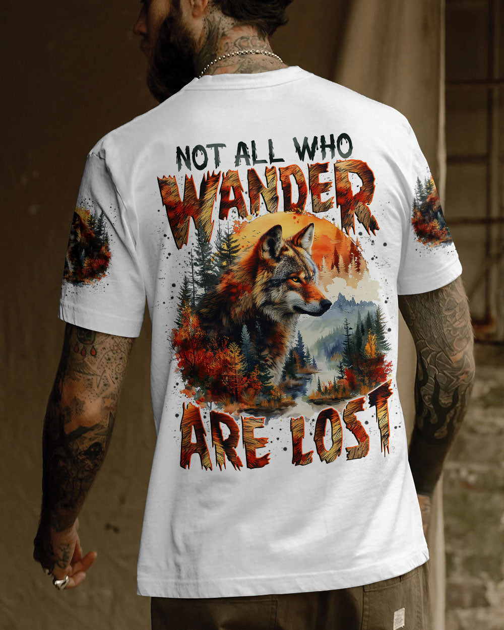 BLISSCORNERS NOT ALL WHO WANDER ARE LOST WOLF ALL OVER PRINT