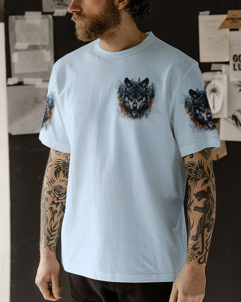 BLISSCORNERS THE CLOSER I GET TO NATURE WOLF ALL OVER PRINT