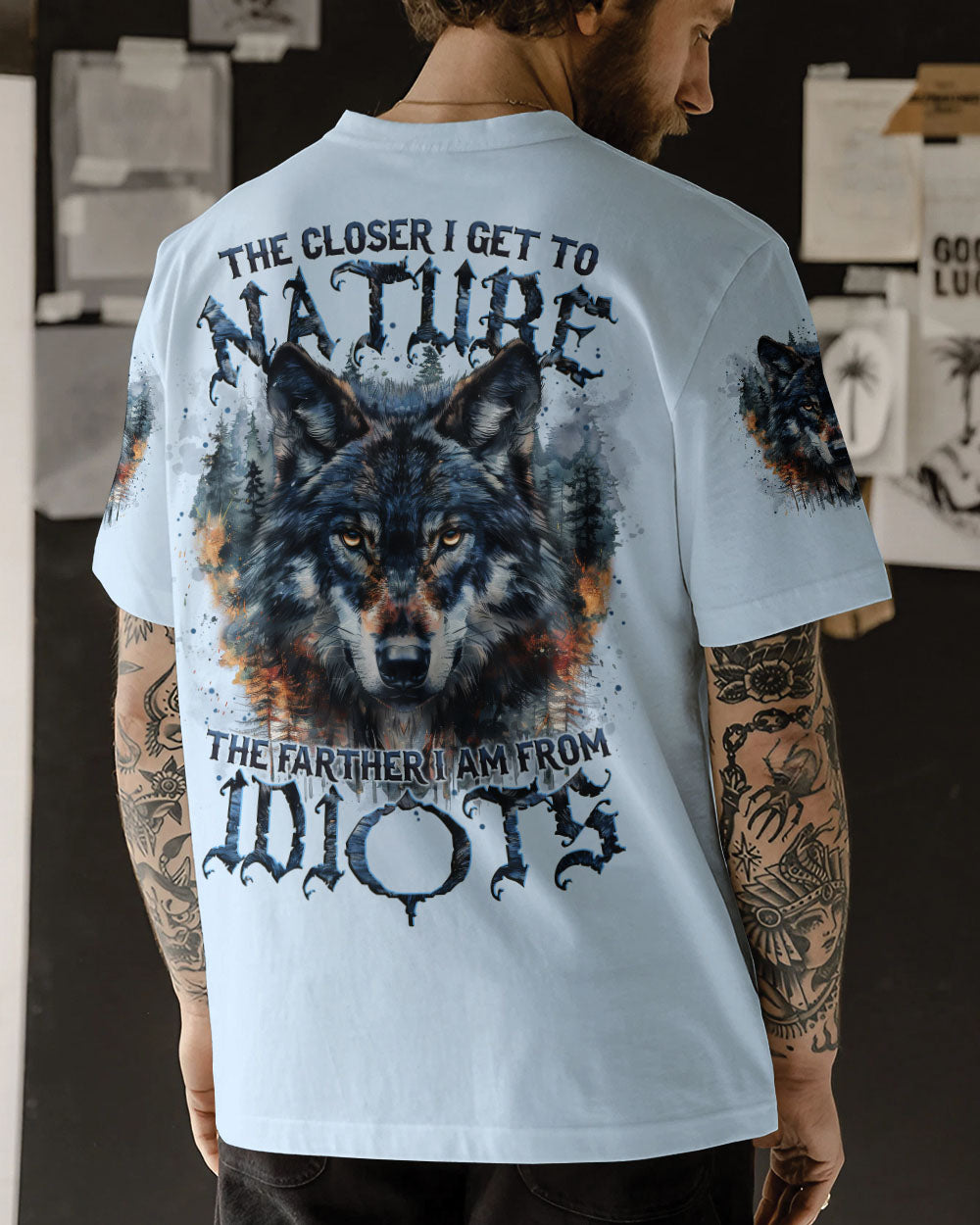 BLISSCORNERS THE CLOSER I GET TO NATURE WOLF ALL OVER PRINT