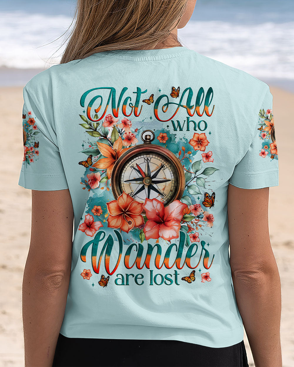 BLISSCORNERS NOT ALL WHO WANDER ARE LOST COMPASS ALL OVER PRINT