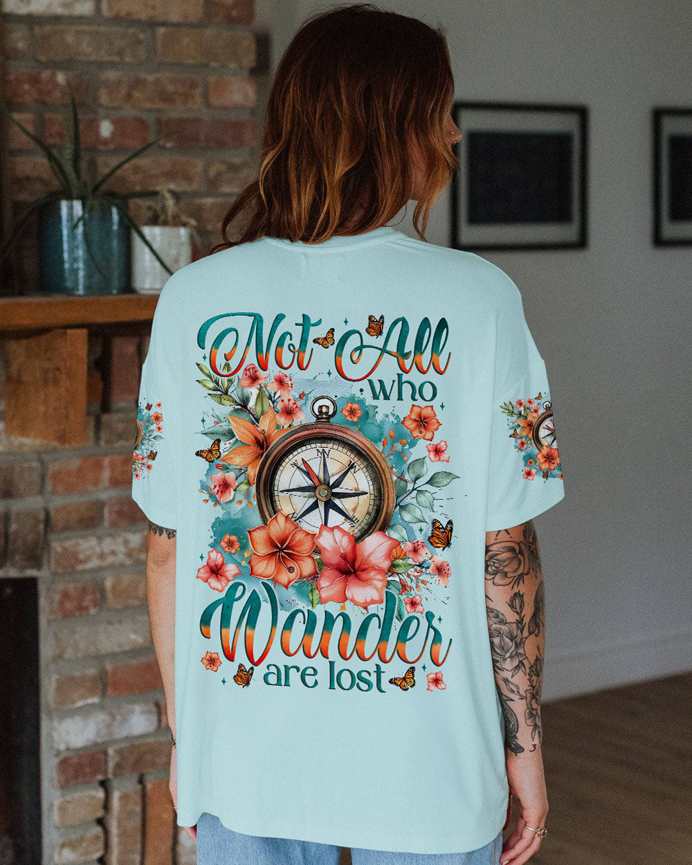BLISSCORNERS NOT ALL WHO WANDER ARE LOST COMPASS ALL OVER PRINT