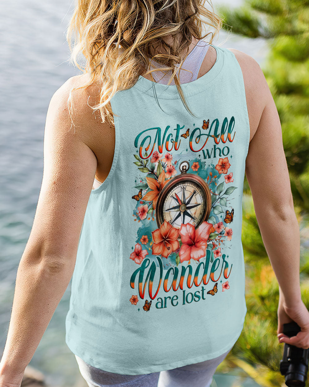 BLISSCORNERS NOT ALL WHO WANDER ARE LOST COMPASS ALL OVER PRINT