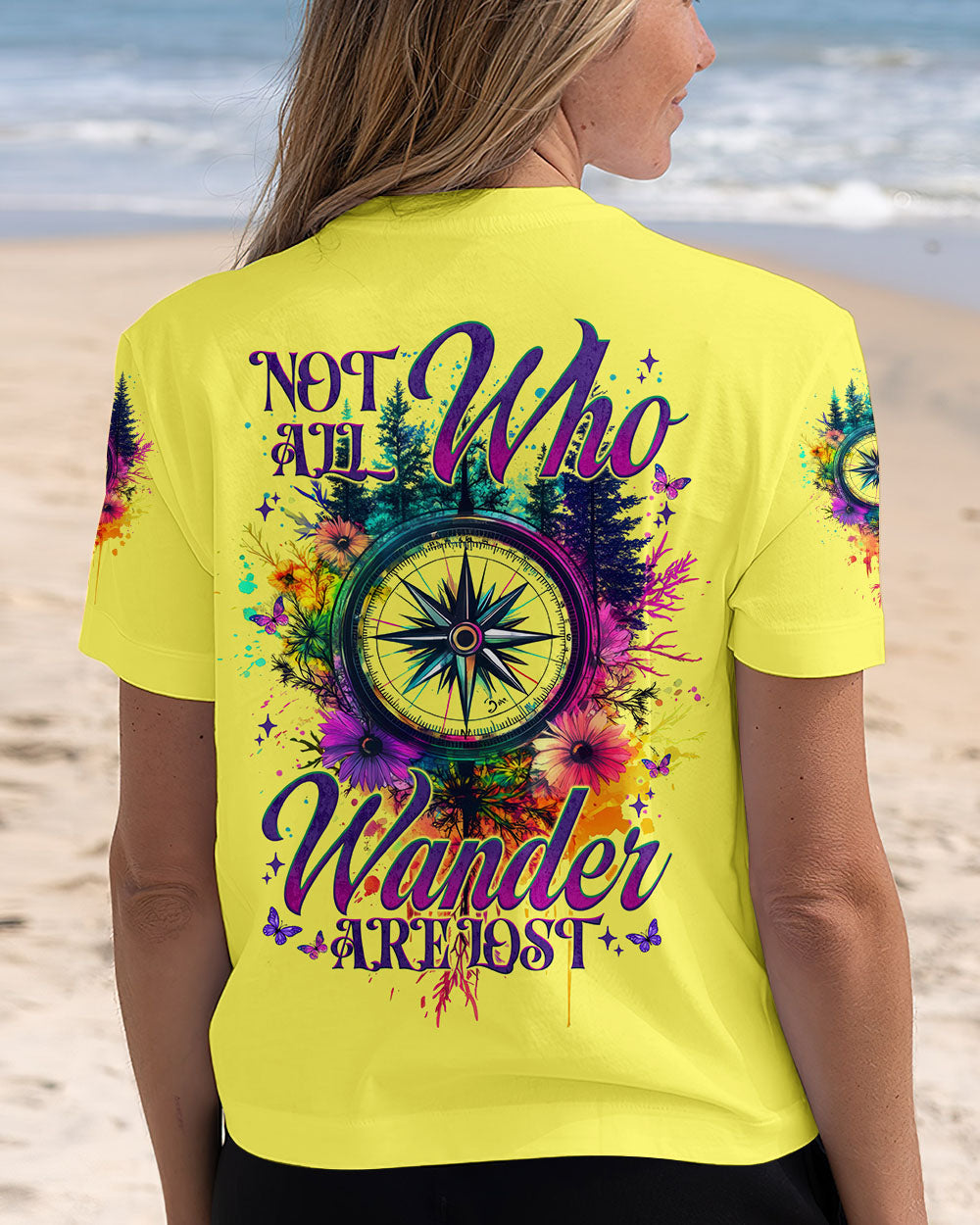 BLISSCORNERS NOT ALL WHO WANDER ARE LOST COMPASS ALL OVER PRINT
