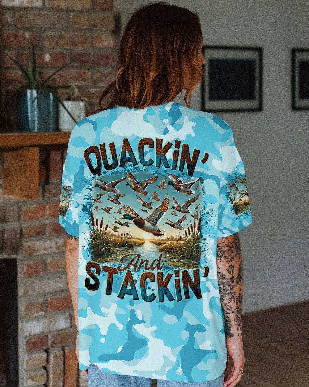 BLISSCORNERS QUACKIN' AND STACKIN' HUNTING DUCK CAMO ALL OVER PRINT