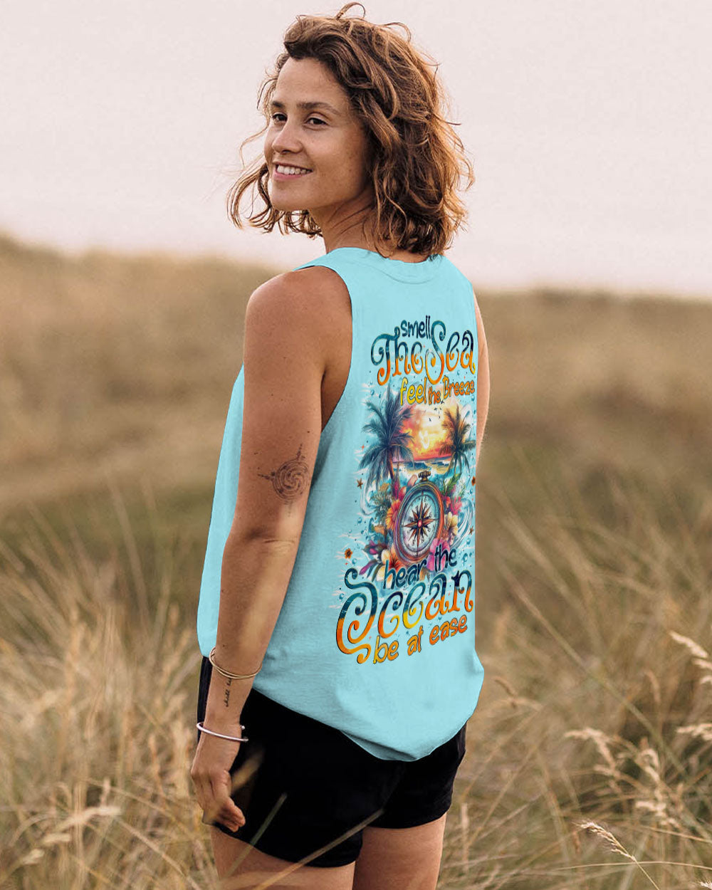 BLISSCORNERS SMELL THE SEA FEEL THE BREEZE COMPASS ALL OVER PRINT