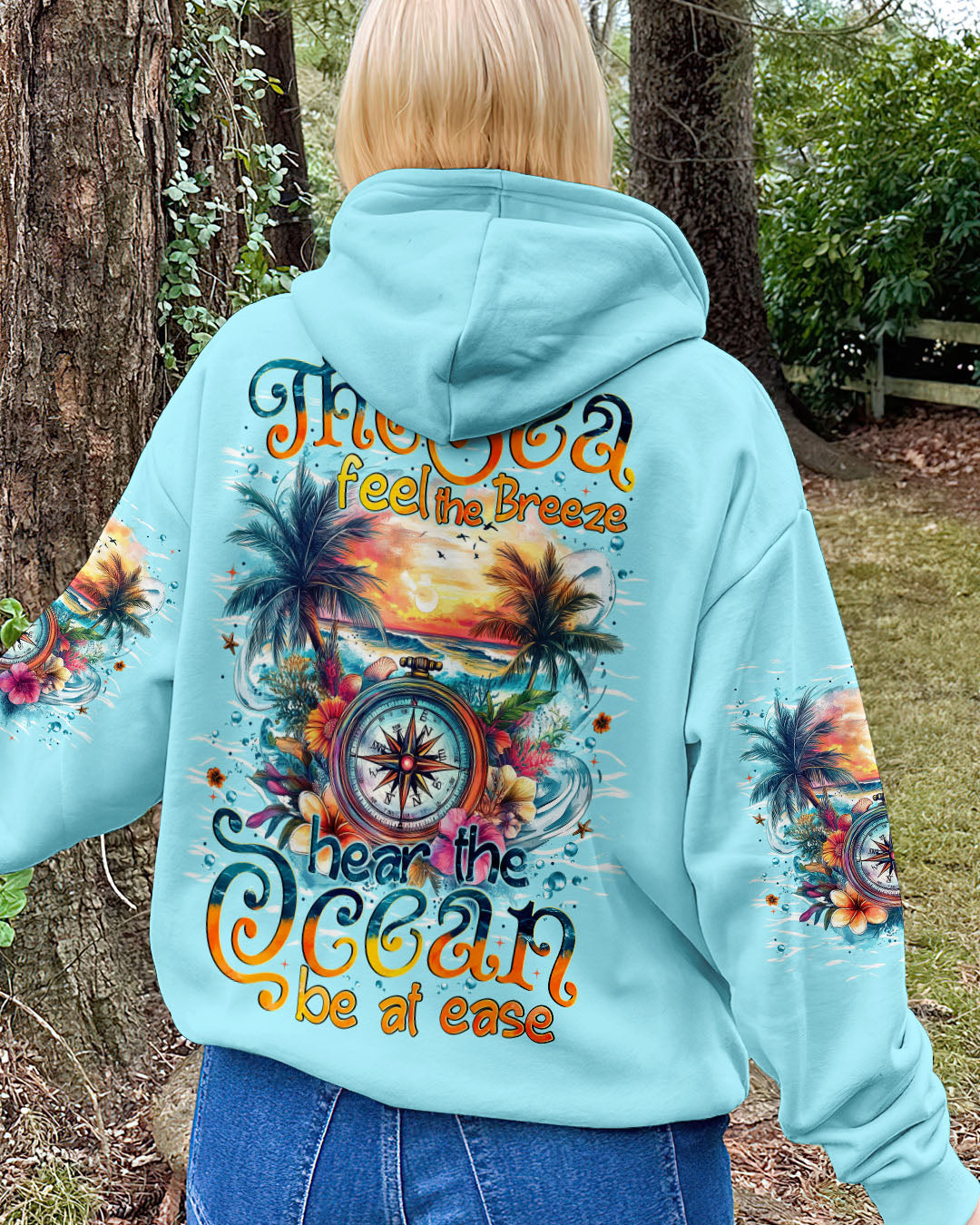 BLISSCORNERS SMELL THE SEA FEEL THE BREEZE COMPASS ALL OVER PRINT
