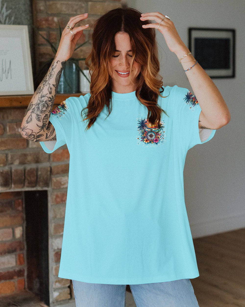 BLISSCORNERS SMELL THE SEA FEEL THE BREEZE COMPASS ALL OVER PRINT