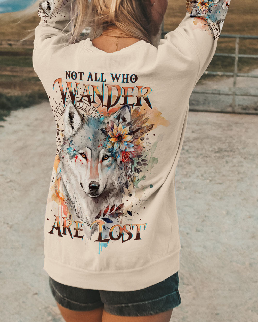 BLISSCORNERS NOT ALL WHO WANDER ARE LOST WOLF ALL OVER PRINT