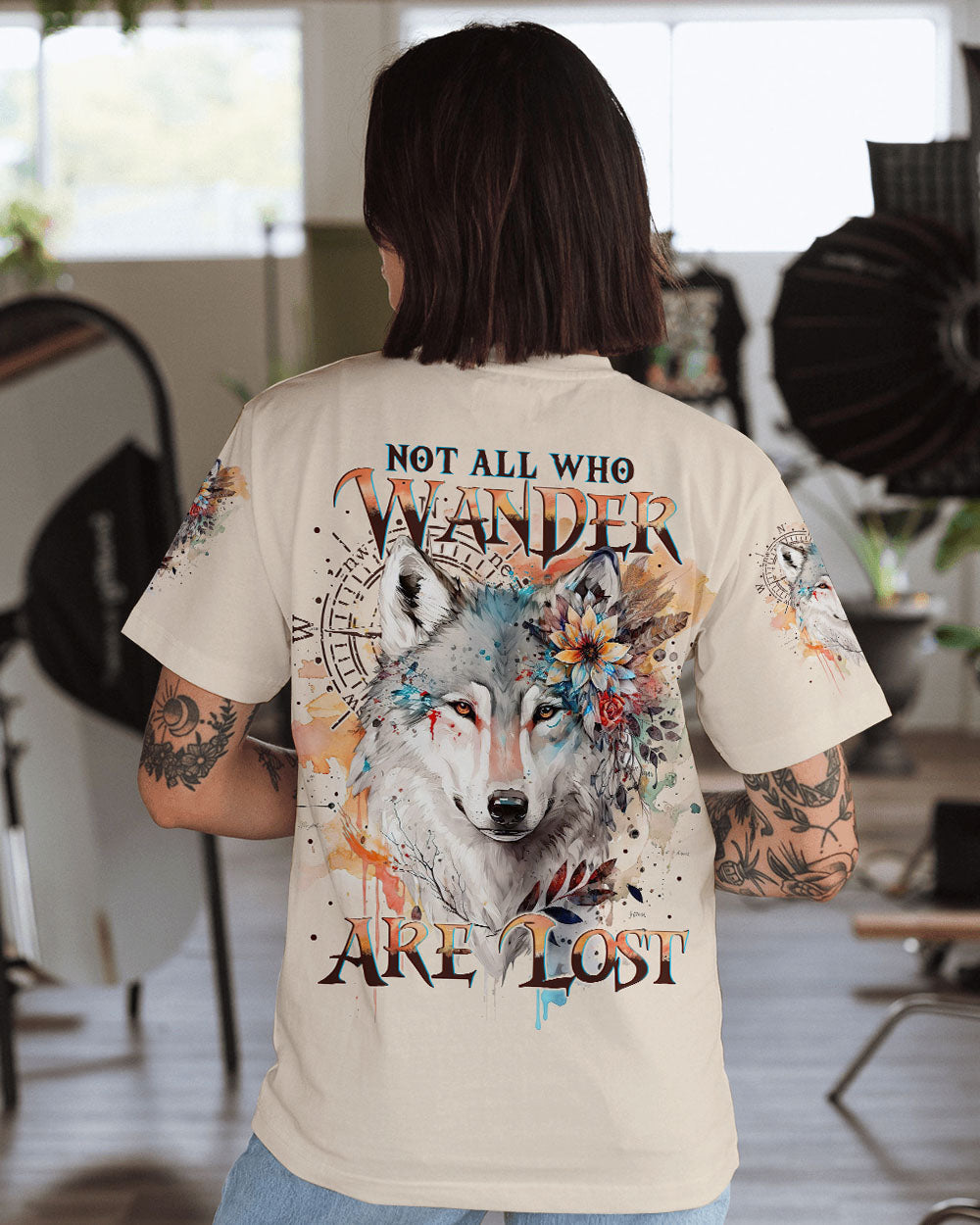 BLISSCORNERS NOT ALL WHO WANDER ARE LOST WOLF ALL OVER PRINT