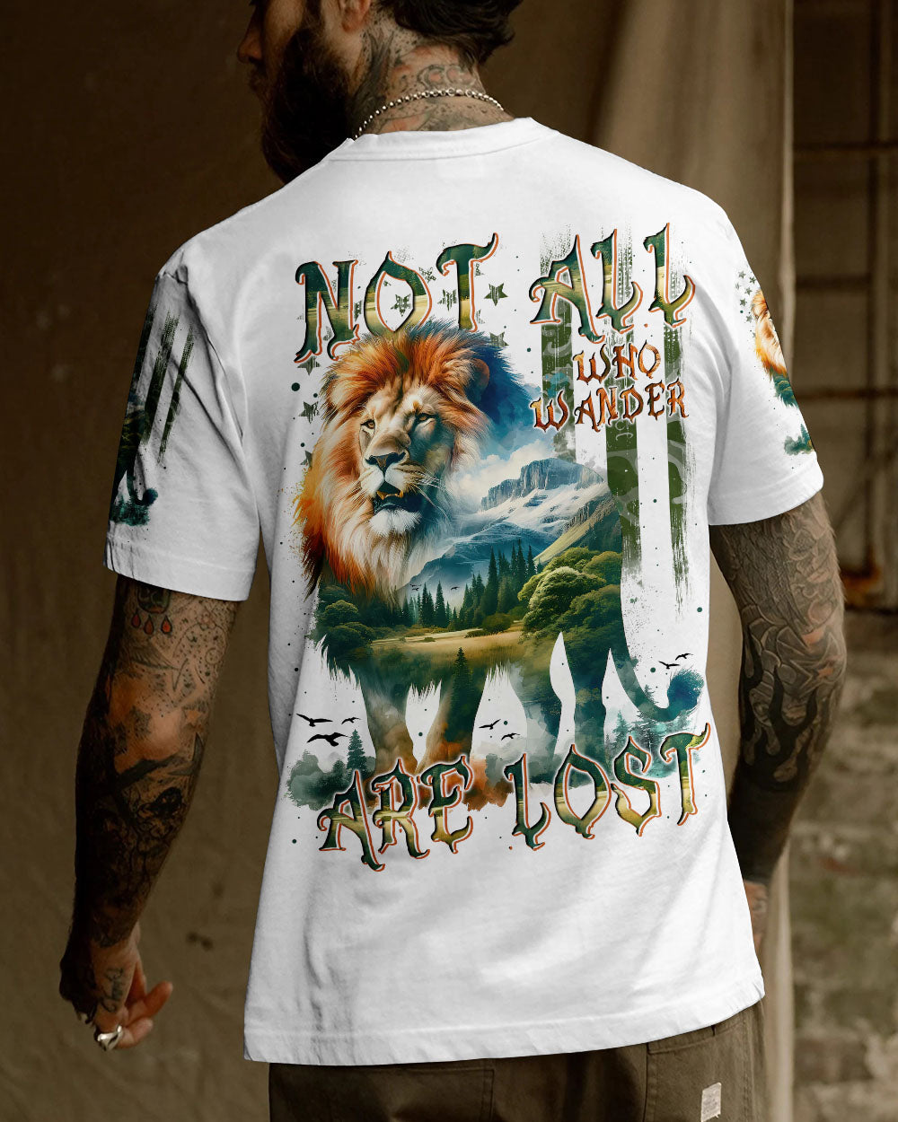 BLISSCORNERS NOT ALL WHO WANDER ARE LOST LION ALL OVER PRINT