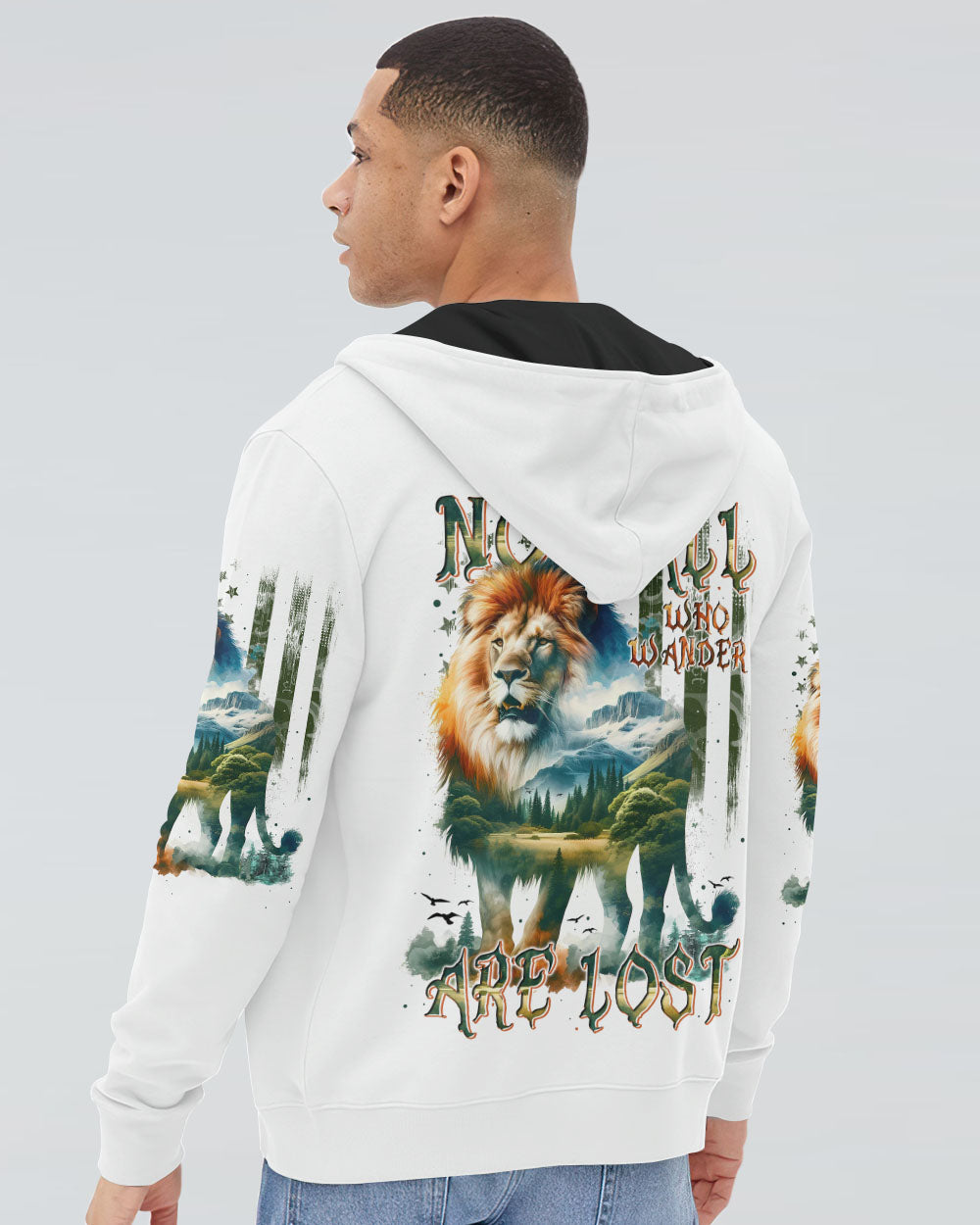 BLISSCORNERS NOT ALL WHO WANDER ARE LOST LION ALL OVER PRINT