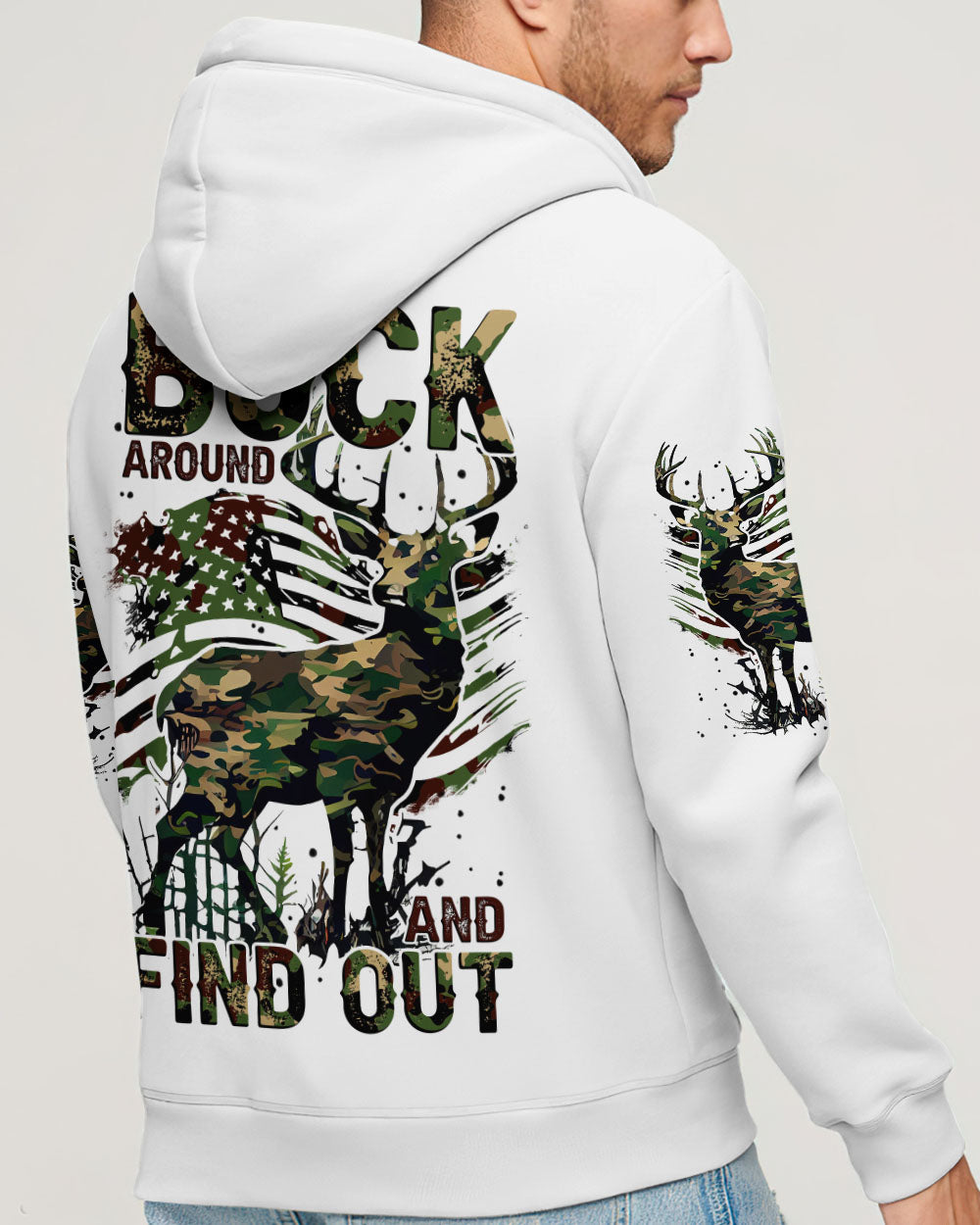 BLISSCORNERS BUCK AROUND AND FIND OUT DEER HUNTING ALL OVER PRINT