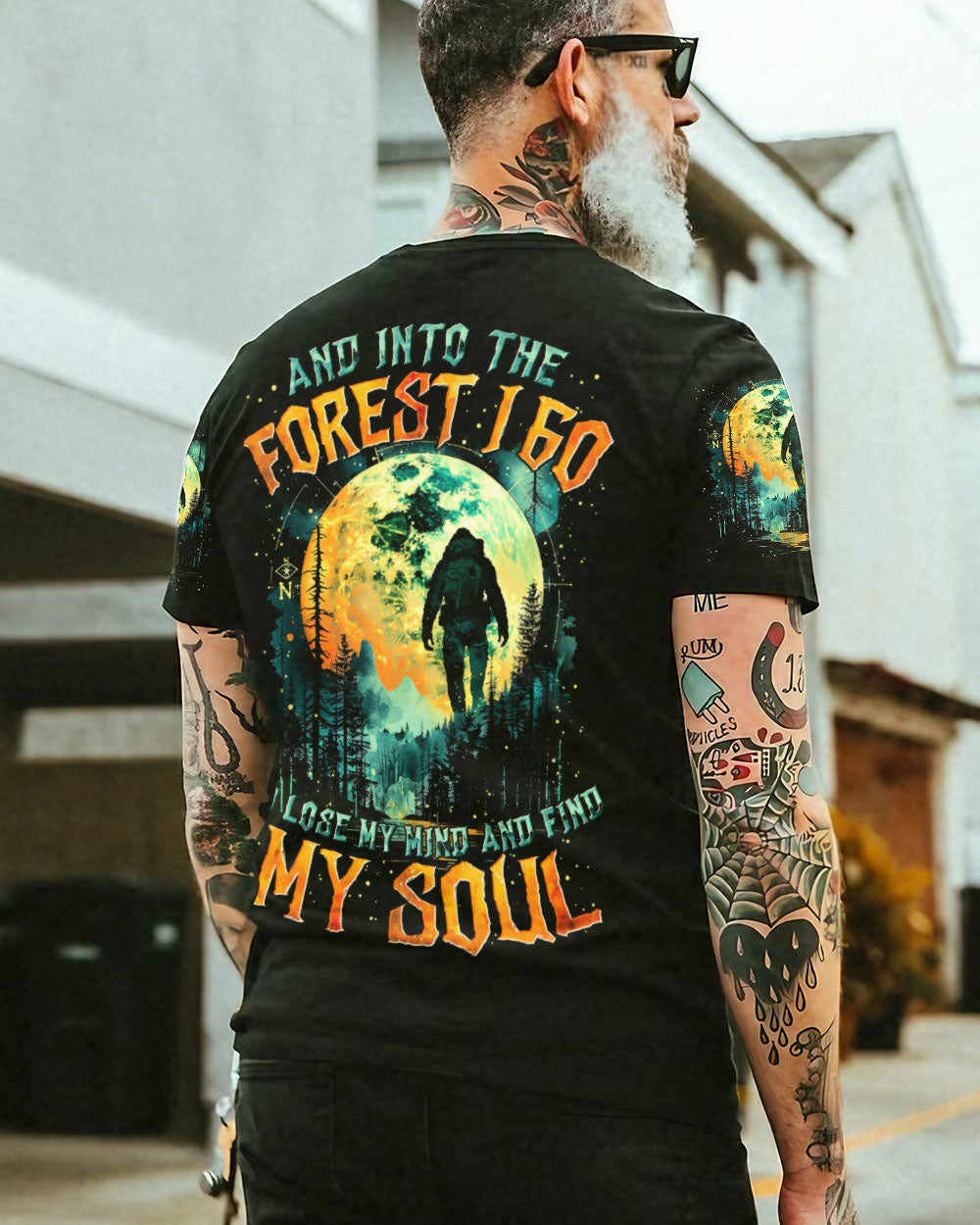 BLISSCORNERS AND INTO THE FOREST I GO BIGFOOT ALL OVER PRINT