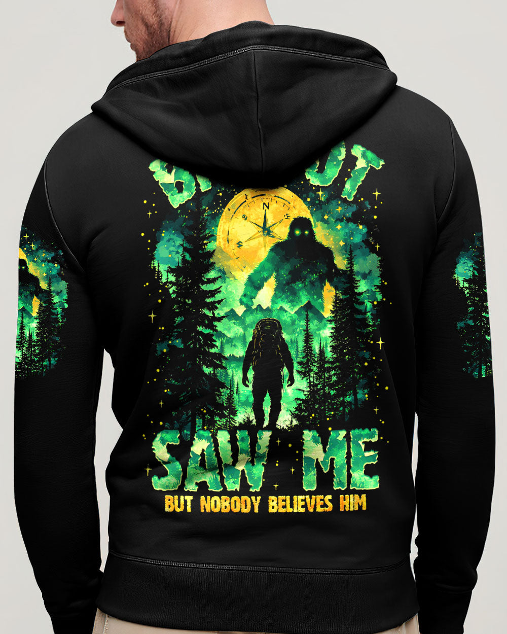 BLISSCORNERS BIGFOOT SAW ME BUT NOBODY BELIEVES HIM ALL OVER PRINT