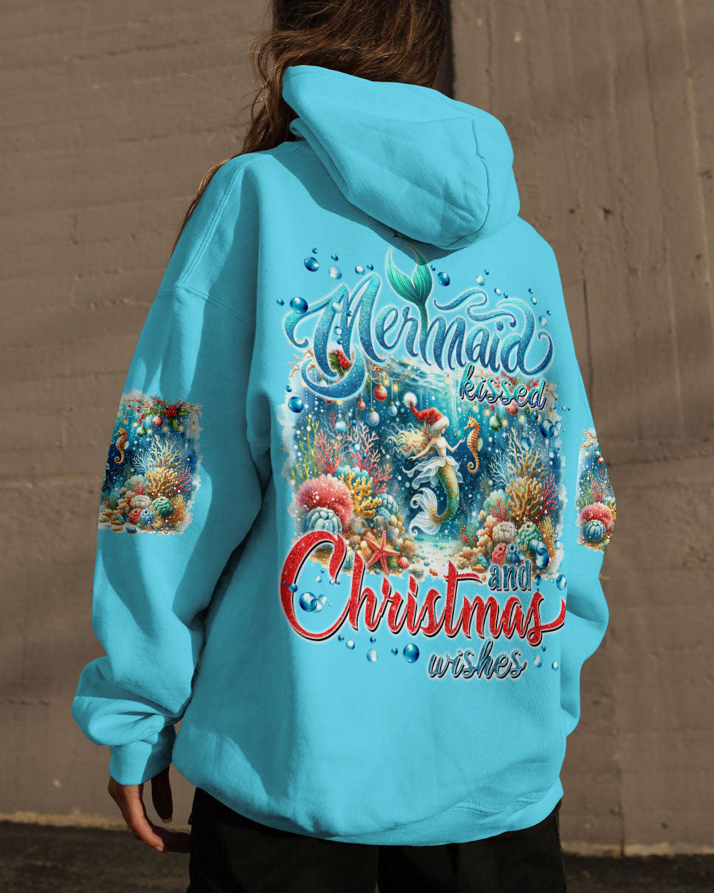BLISSCORNERS MERMAID KISSES AND CHRISTMAS WISHES ALL OVER PRINT