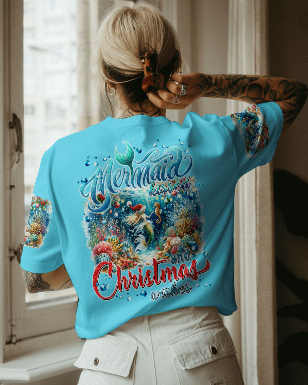 BLISSCORNERS MERMAID KISSES AND CHRISTMAS WISHES ALL OVER PRINT