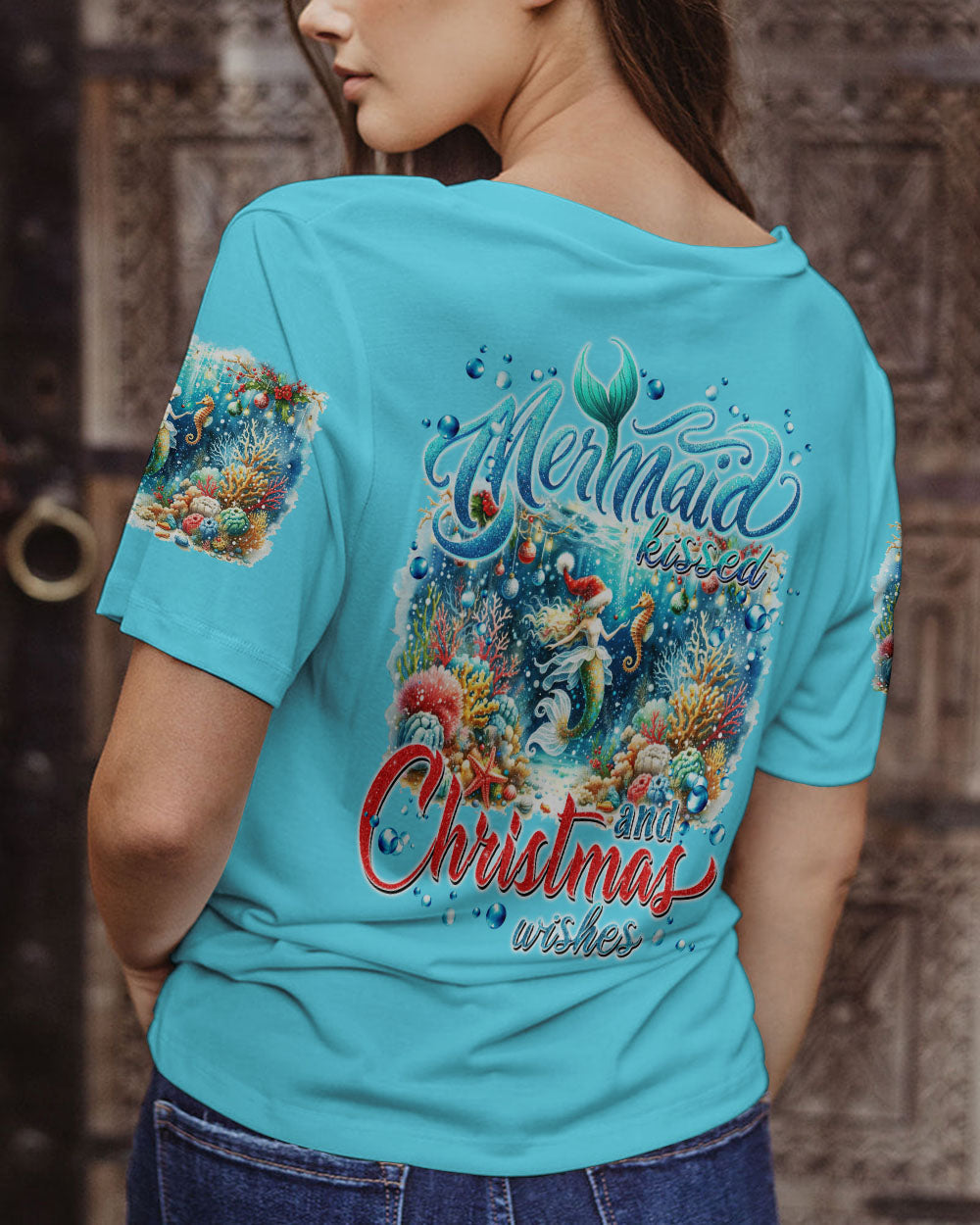 BLISSCORNERS MERMAID KISSES AND CHRISTMAS WISHES ALL OVER PRINT