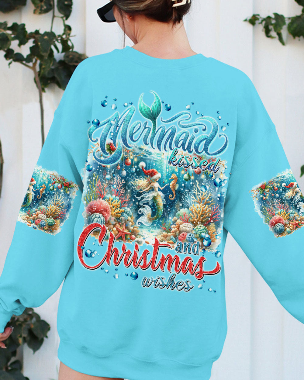 BLISSCORNERS MERMAID KISSES AND CHRISTMAS WISHES ALL OVER PRINT