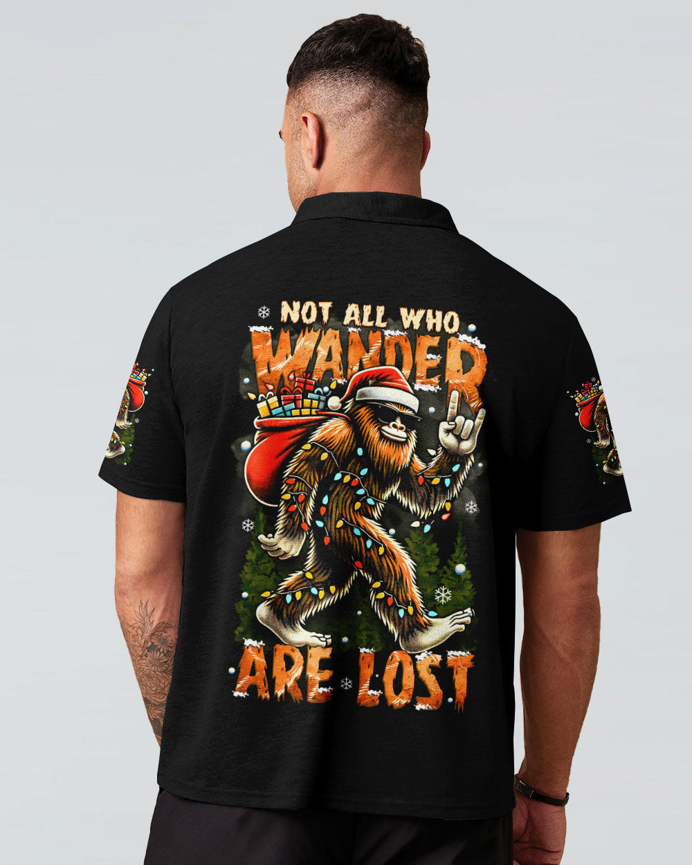 BLISSCORNERS NOT ALL WHO WANDER ARE LOST BIGFOOT CHRISTMAS ALL OVER PRINT