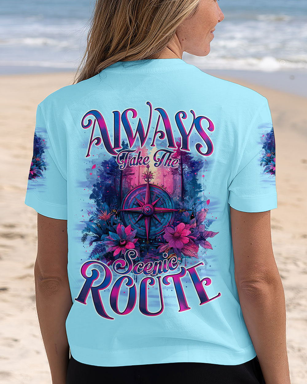 BLISSCORNERS ALWAYS TAKE THE SCENIC ROUTE COMPASS ALL OVER PRINT