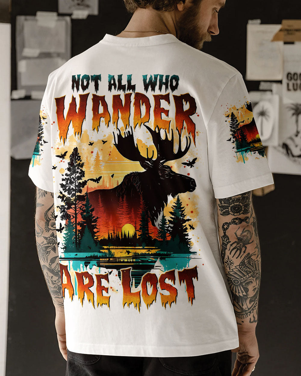 BLISSCORNERS NOT ALL WHO WANDER ARE LOST MOOSE ALL OVER PRINT