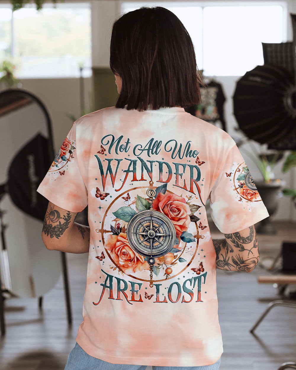 BLISSCORNERS NOT ALL WHO WANDER ARE LOST COMPASS ALL OVER PRINT