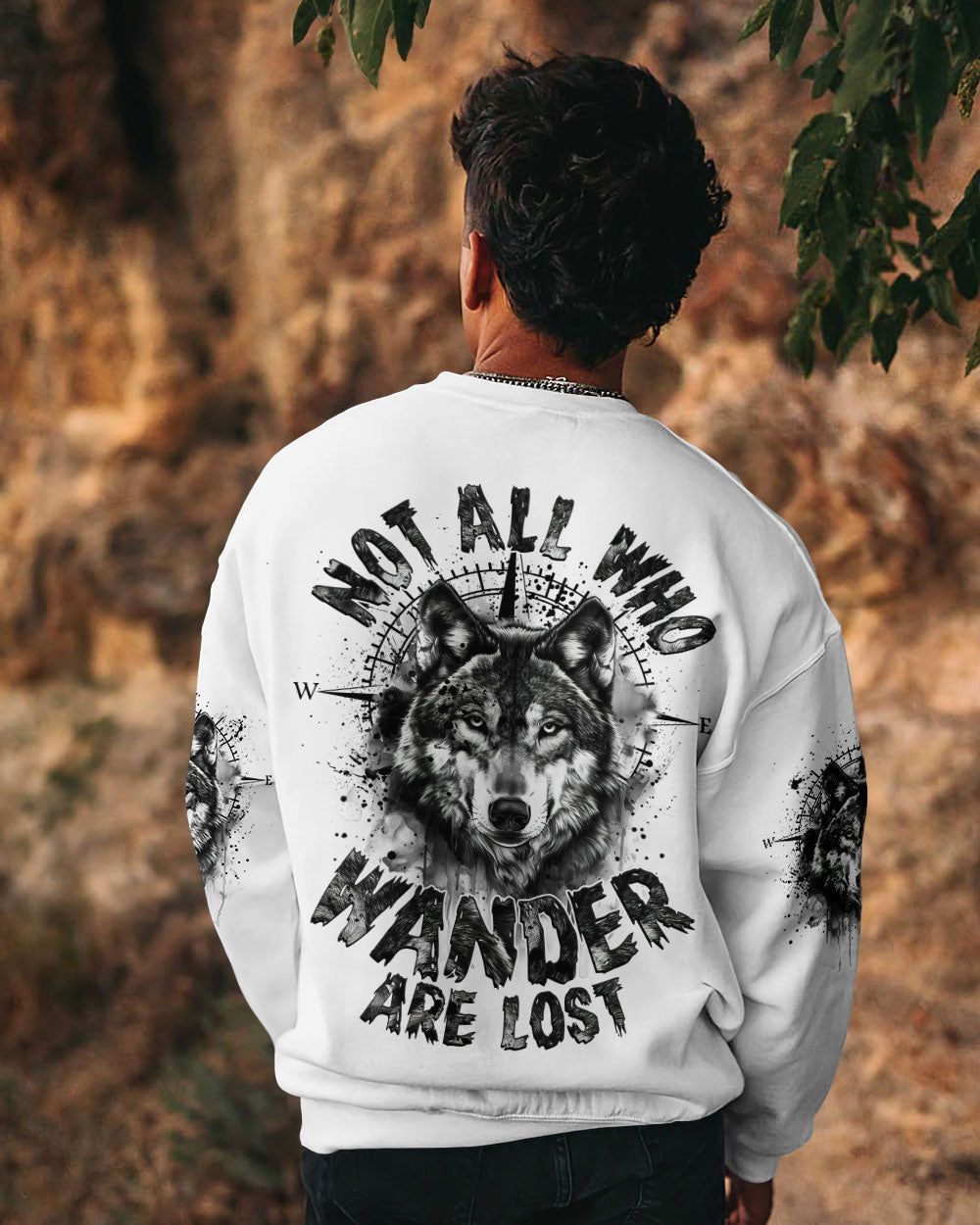 BLISSCORNERS NOT ALL WHO WANDER ARE LOST WOLF ALL OVER PRINT