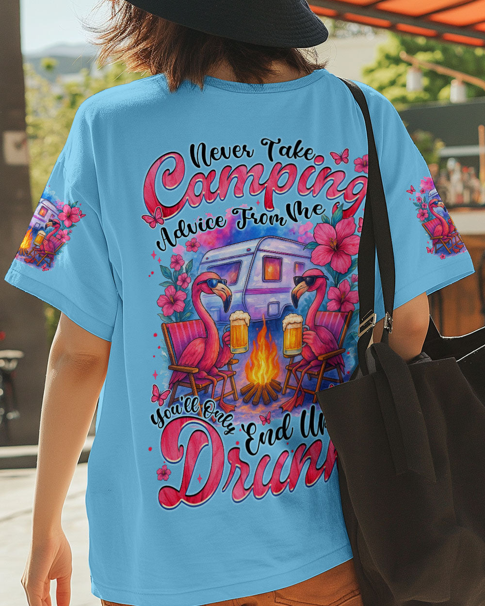BLISSCORNERS NEVER TAKE CAMPING ADVICE FROM ME FLAMINGO ALL OVER PRINT