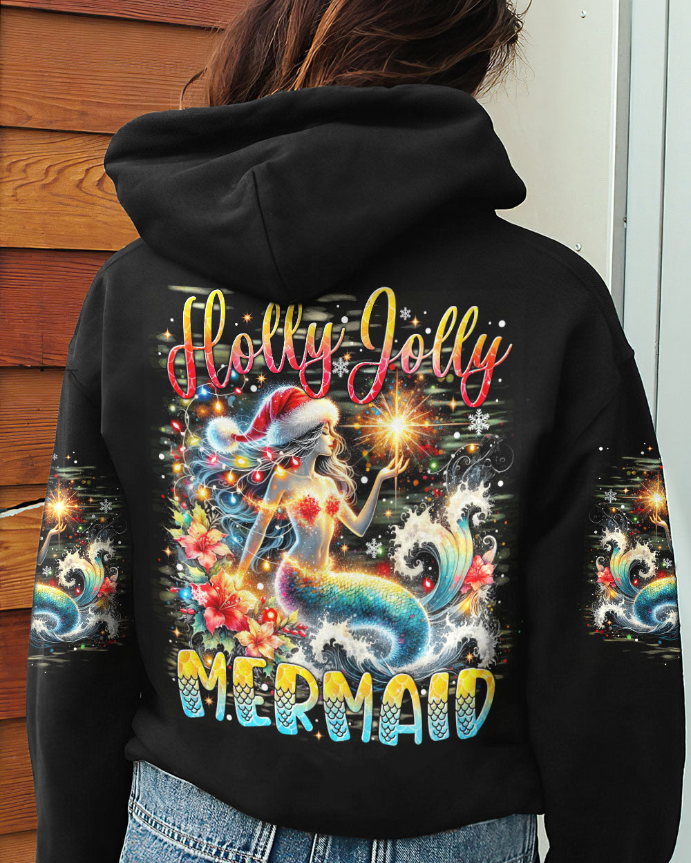 BLISSCORNERS HOLLY JOLLY MERMAID CHRISTMAS ALL OVER PRINT