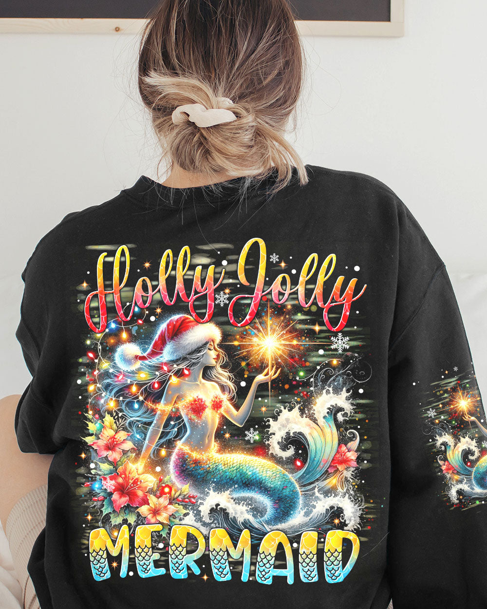 BLISSCORNERS HOLLY JOLLY MERMAID CHRISTMAS ALL OVER PRINT