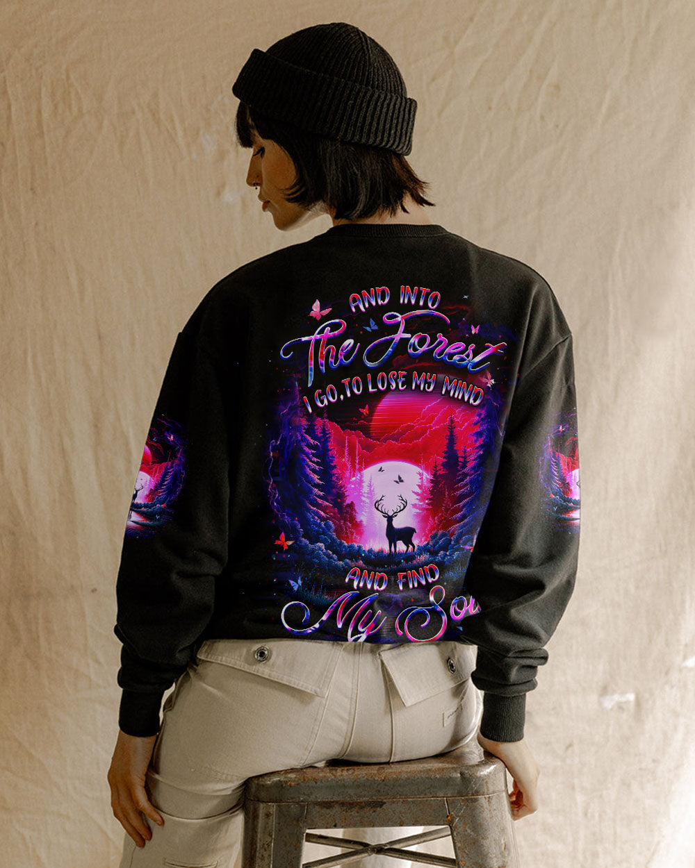 BLISSCORNERS AND INTO THE FOREST I GO DEER ALL OVER PRINT