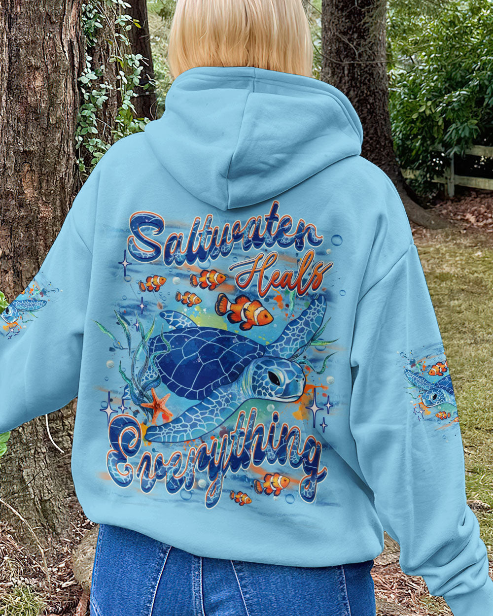 BLISSCORNERS SALTWATER HEALS EVERYTHING TURTLE ALL OVER PRINT