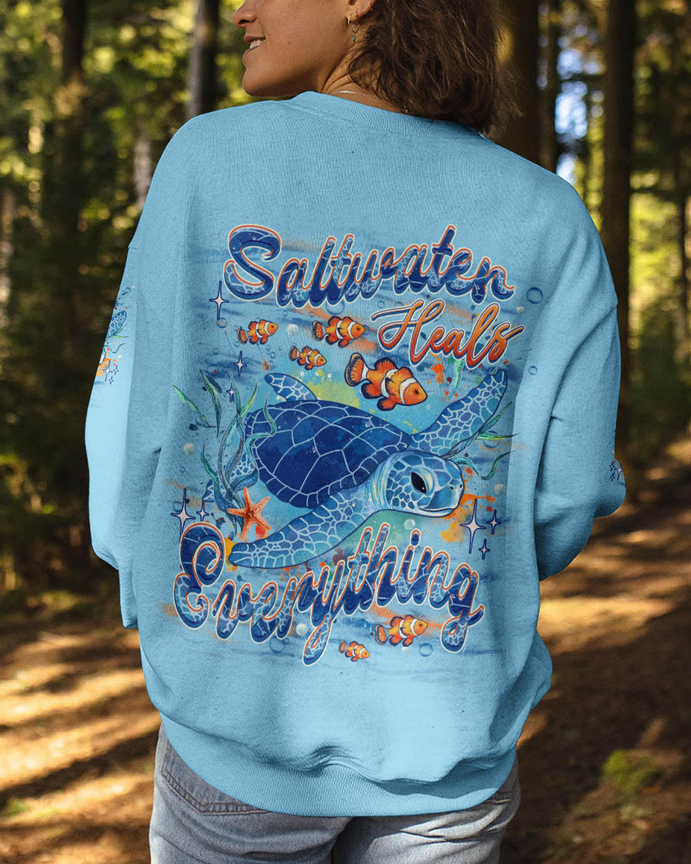BLISSCORNERS SALTWATER HEALS EVERYTHING TURTLE ALL OVER PRINT
