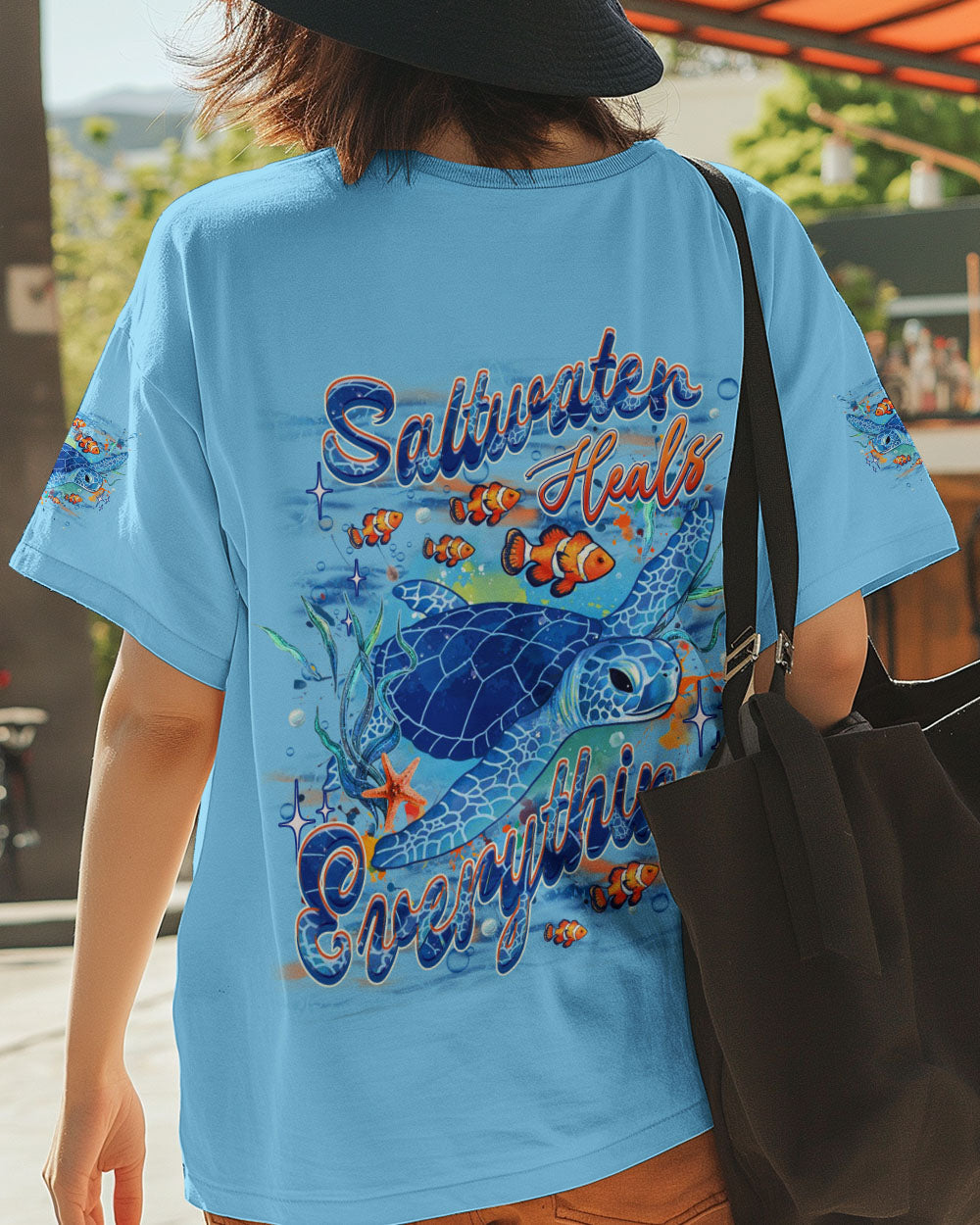 BLISSCORNERS SALTWATER HEALS EVERYTHING TURTLE ALL OVER PRINT